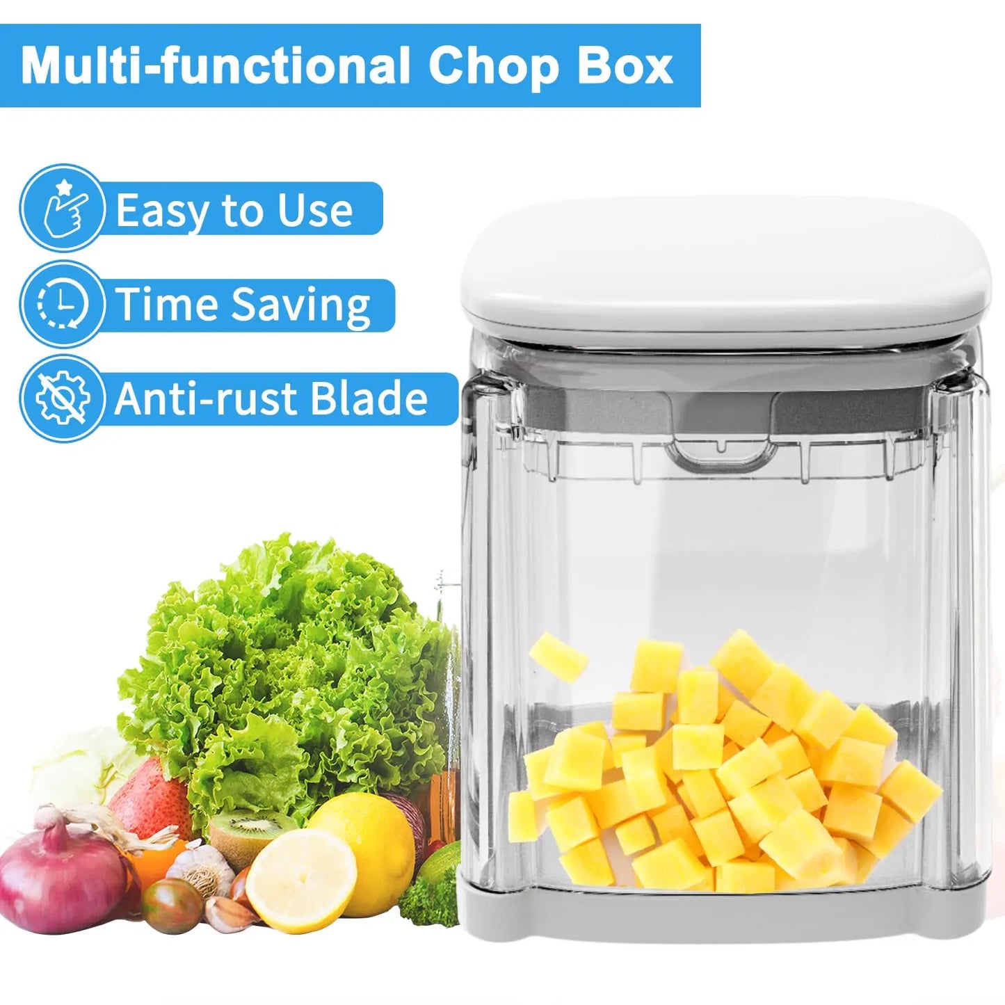 FZCSPEED Vegetable Chopper Cutter 4-in-1 Hand Vegetable Cutter with 4 Blades Kitchen Tool Mini Food Chopper French Fries Cutter