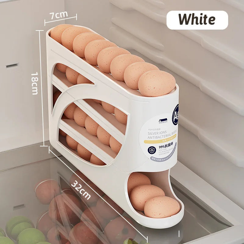 4 Layers Automatic Rolling Egg Holder Rack Storage Box Container Can Hold 30 Eggs High Quality Egg Rack Kitchen Fridge Organizer