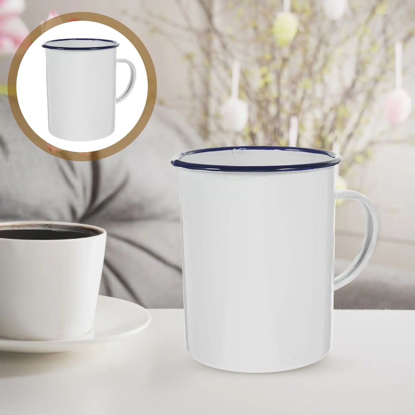 1000ml Enamel Measuring Cup Vintage Kitchen Mug Coffee Tea Milk Soup Hot Chocolate Camping Mugs Rustic Coffee Glass Container