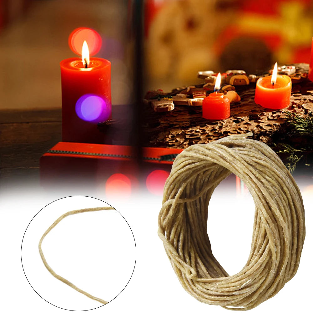 1 Roll Beeswax Wick Organic Hemps Wick 33 FT Well Coated Natural Beeswax For DIY Candle Stick Making Votives Tea Lights