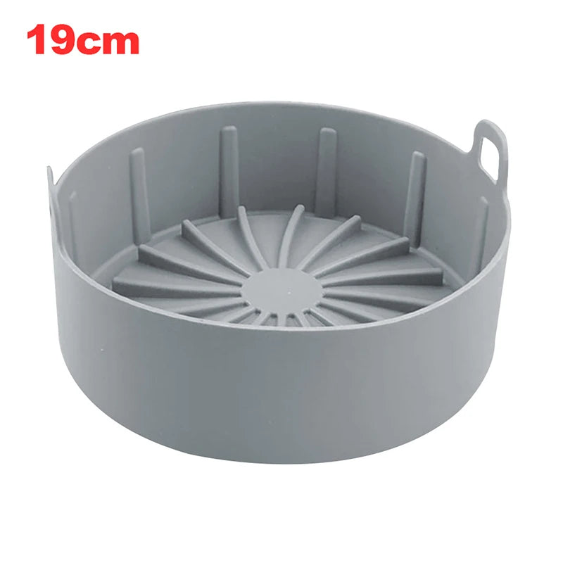 Round Reusable Air Fryer Silicone Pot Air Fryer Mat Fried Chicken Basket Oven Baking Pizza Tray Air Fryer Accessories 16 cm 19cm