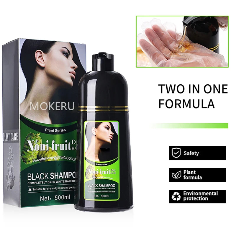Mokeru 5 Minutes Black Hair Dye Shampoo Natural Organic Long Lasting Permanent Gray Hair Color Shampoo for Women Hair Cosmetics