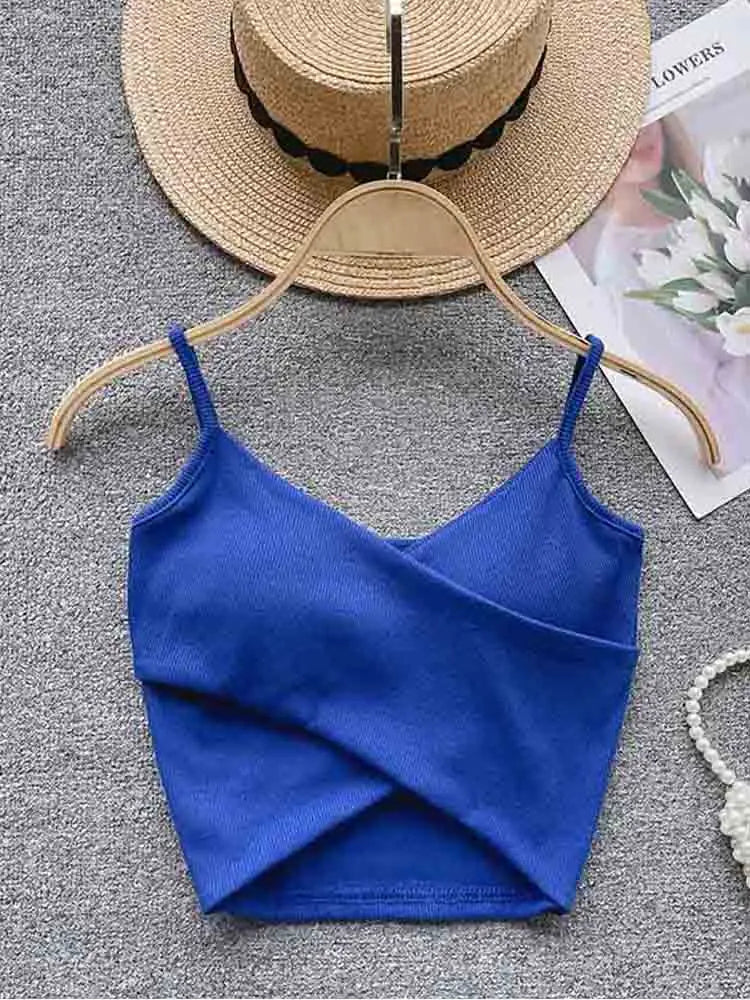 Women's Irregular Casual Sport Camisole Strap Design Solid Color Fashion Y2K Elegant Chic Slim Tank Top 2025