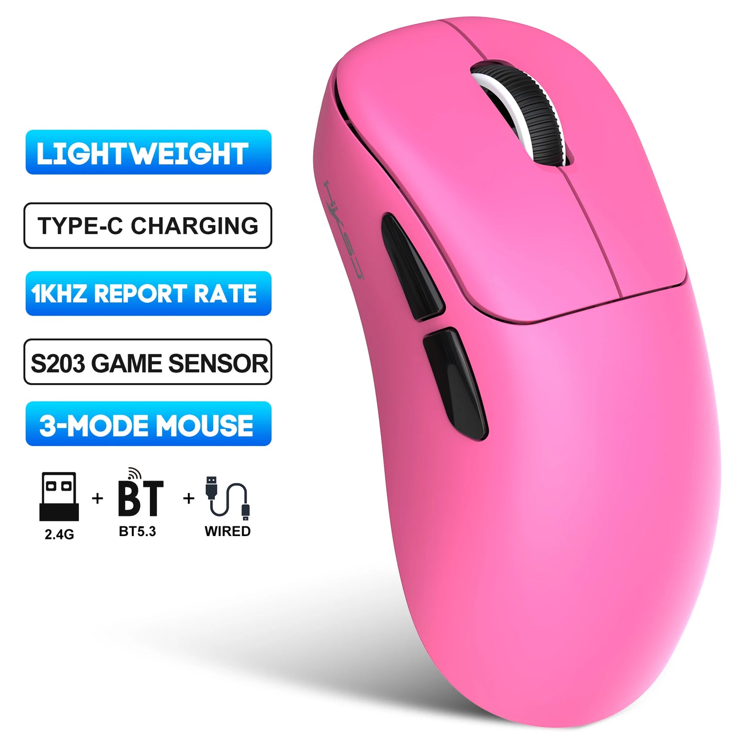 HXSJ T700 Lightweight 3 modes Gaming Mouse 500mAh Rechargeable Macro optical wireless office mouse for laptop Mac PC