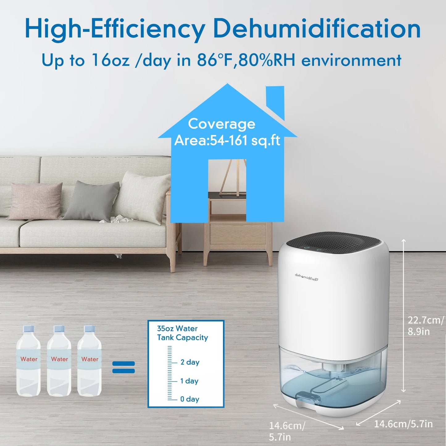 1000ML Air Dehumidifier for Bedroom Home Appliances with Air Filter 280 sq. ft Mini Portable Utral Quiet Auto Shut Off Closet