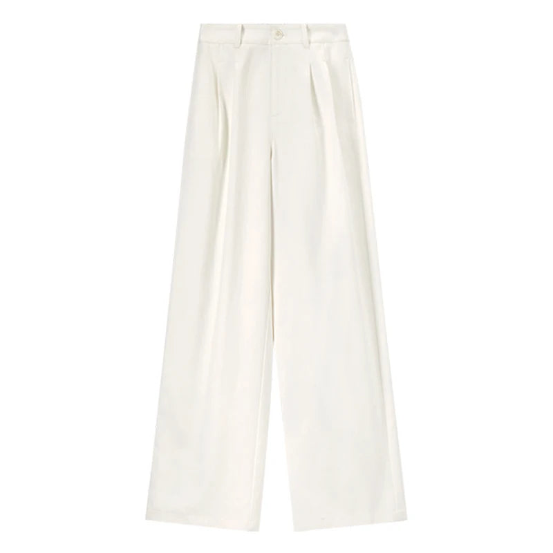 SENTUBILA Lyocell Straight Women's Pants 2025 Spring Summer Fashion Commute Solid High-waist Folds Pockets Trousers 152K58427