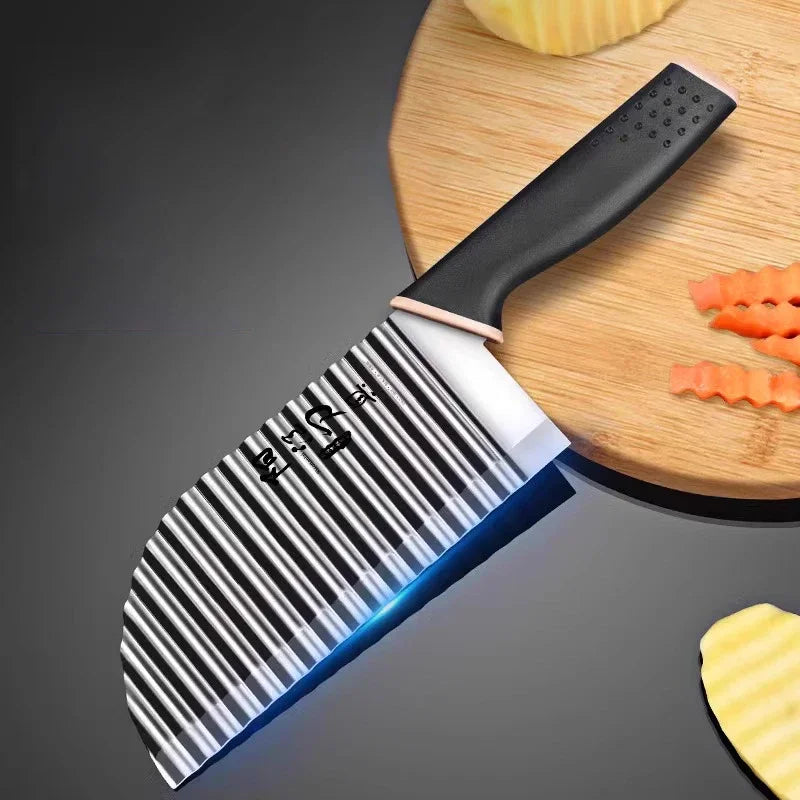 For kitchen, women's stainless steel potato chips knives, professional chef knife cutter potato chips barbecue kitchen utensils
