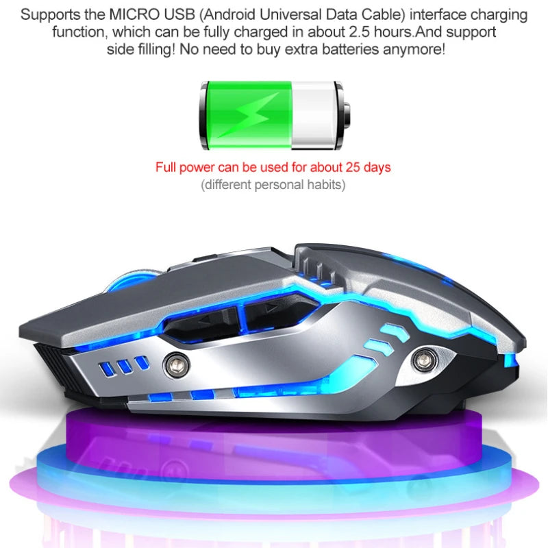 Four gear dpi adjustment Thunder Wolf Q15 charging mute wireless mouse laptop peripherals office games USB mouse