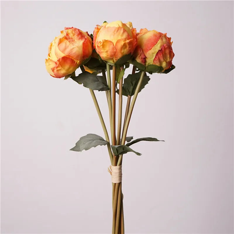 Retro Peony Bouquet Artificial Silk Flower Marriage Bridal Bouquet Wedding Decor Fake Flowers Peonies Home Party Table Floral