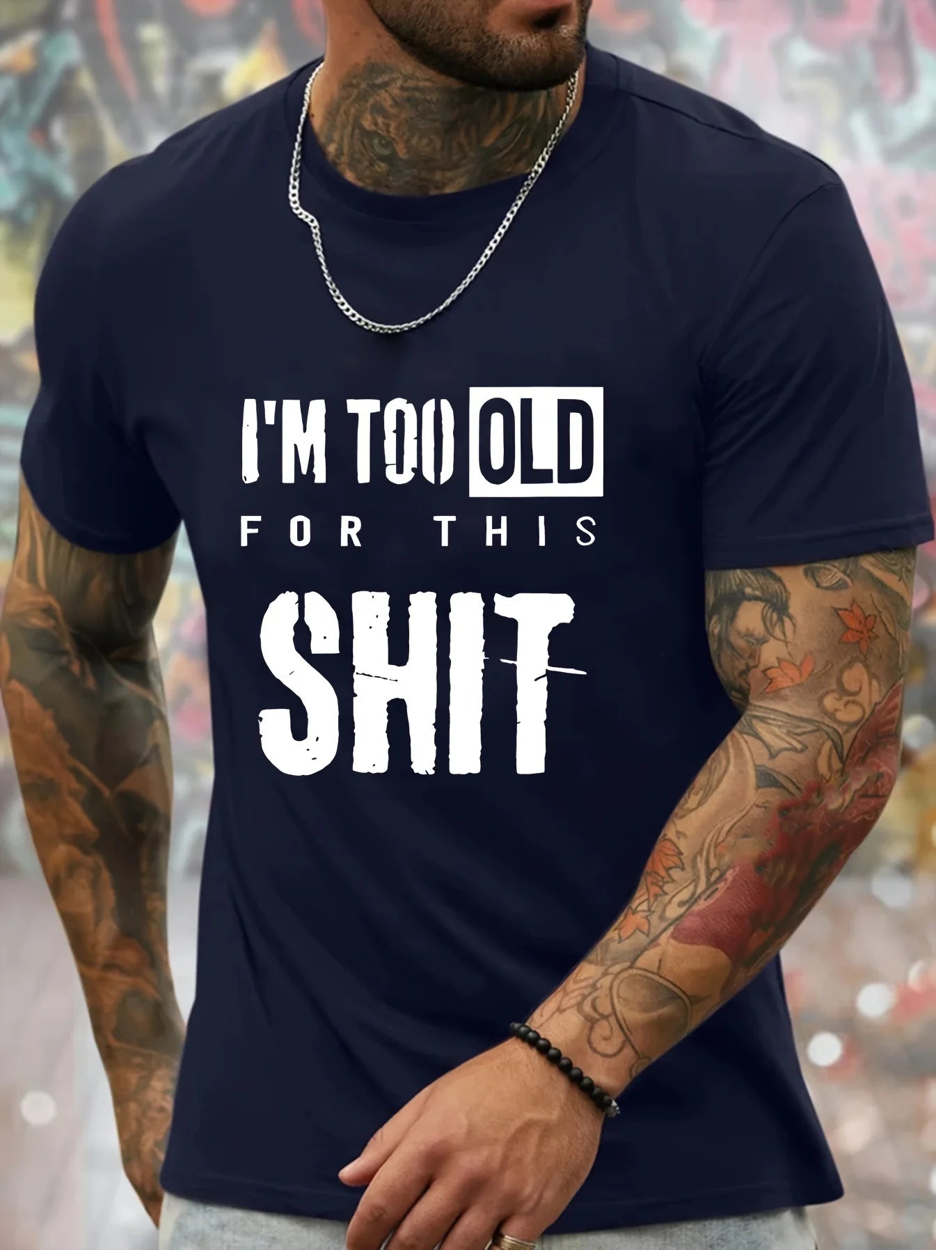 Men's Summer 100% Cotton Fashionable Casual Loose Funny slogan graphic Printed Round Neck Short Sleeve T-shirt Top