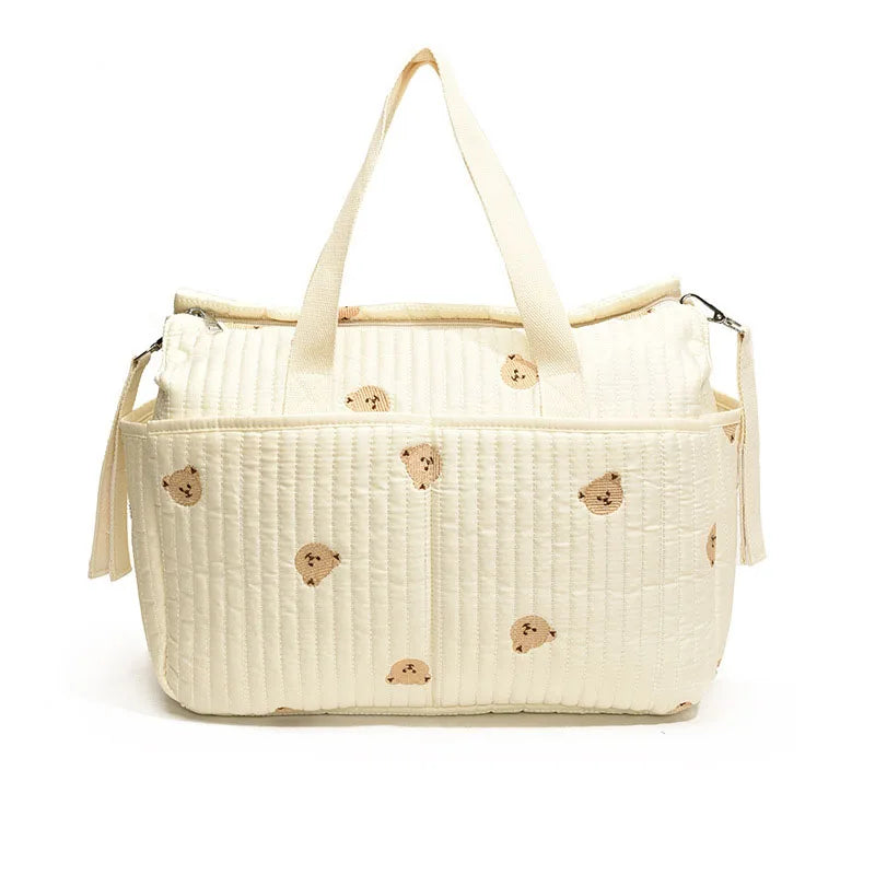 MILANCEL New High-capacity Mummy Bag Embroidered Teddy Bear Mother and Baby Handbag