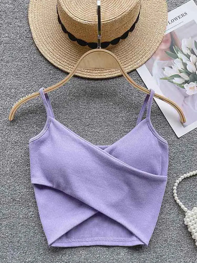 Women's Irregular Casual Sport Camisole Strap Design Solid Color Fashion Y2K Elegant Chic Slim Tank Top 2025
