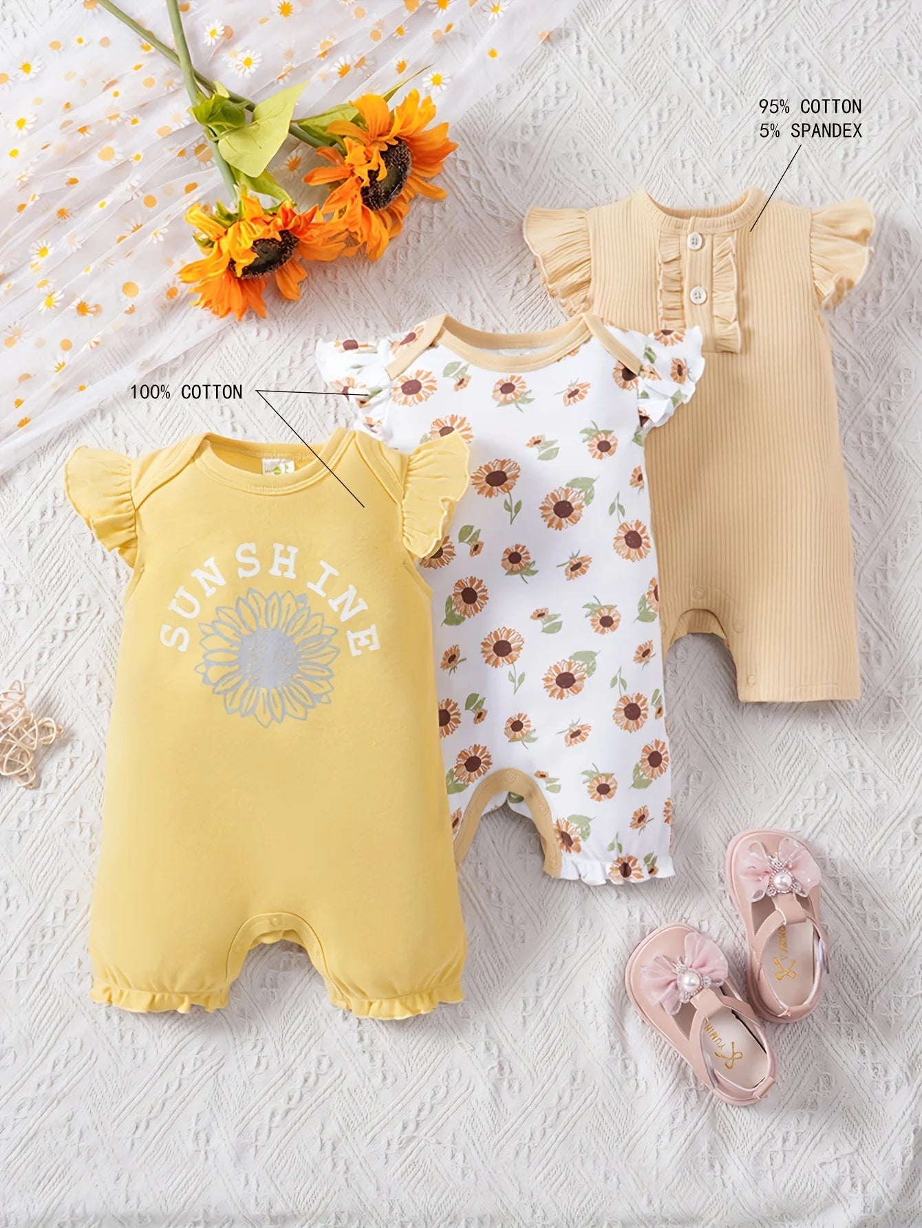 3PCS Boys and Girls Baby Summer and Autumn Short sleeved Climbing jumpsuit Cute Pattern Cotton Soft and Sweat-absorbing