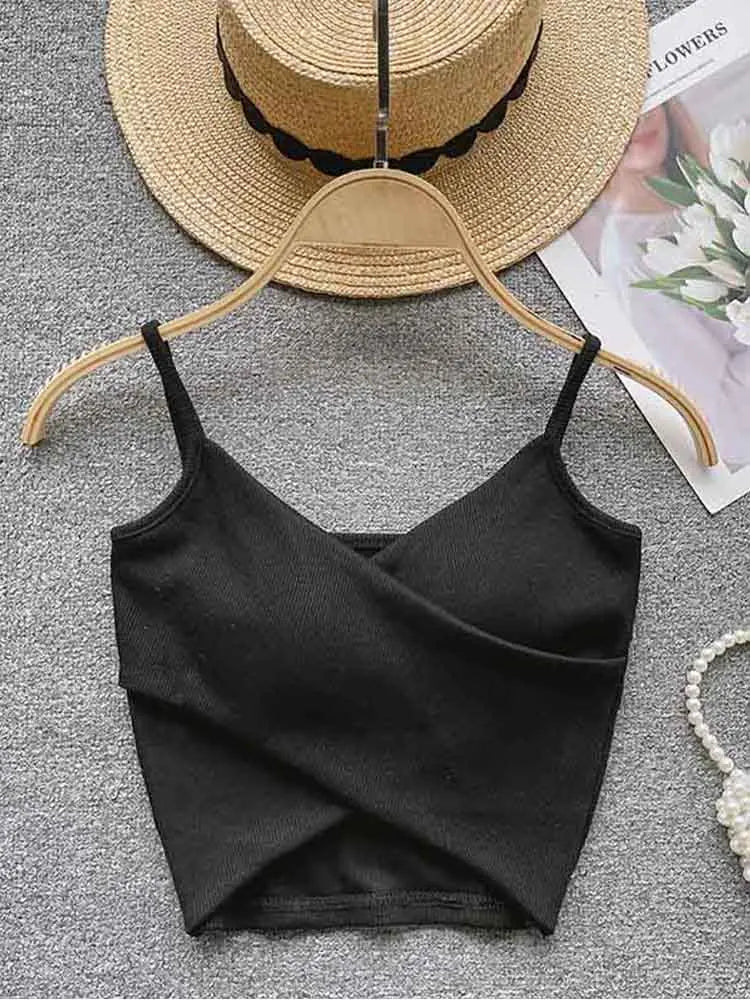 Women's Irregular Casual Sport Camisole Strap Design Solid Color Fashion Y2K Elegant Chic Slim Tank Top 2025
