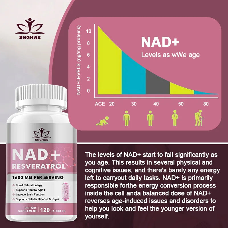 NAD Supplements - Anti-Aging Cell Booster,NAD+ Booster, Nicotinamide Riboside Alternative, Natural Energy & Cellular Health