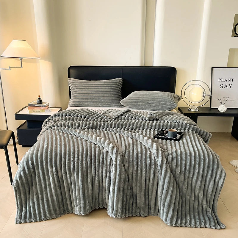 Spring Throw Blanket for Couch, Cozy Warm Plush Striped Blanket for Sofa Bedroom Living Room, All Season Use Festival Home Decor