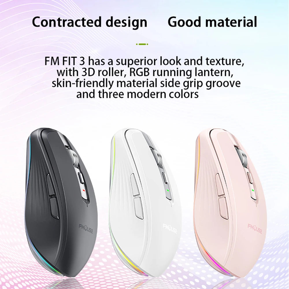 HXSJ M303 2.4G Dual Mode Ergonomic Lightweight RGB Backlit 6-Button 700mAh Wireless USB Mouse for Office Gaming Wholesale Laptop