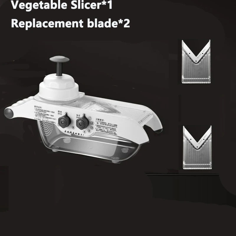 Lemon Slicer Adjustable Vegetable Food Cutter Slicing Machine Julienned with Basket Multifunctional Manual Potato Fruit Kitchen