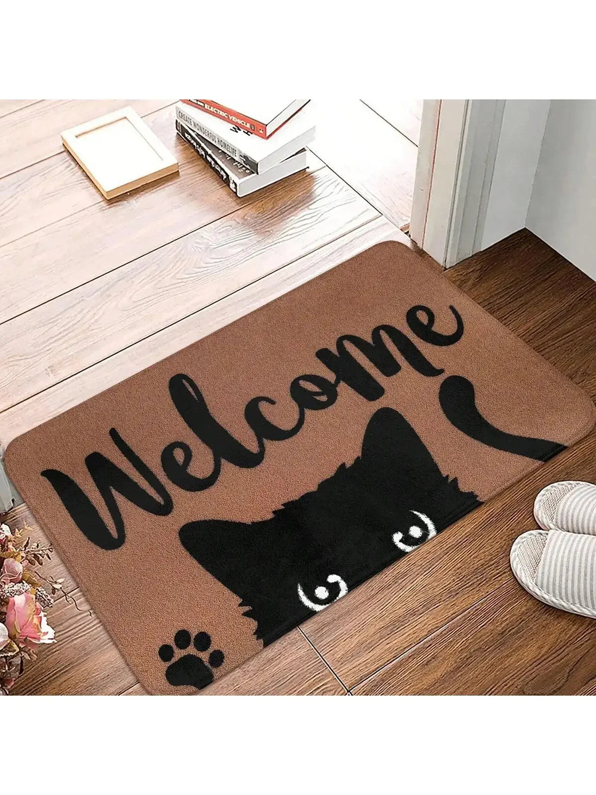 Lovely Cat Pattern Mat Home Indoor Welcome Cartoon Design Doormat Non-slip Entrance Floor Carpet Washable Bathroom Bedroom Rug