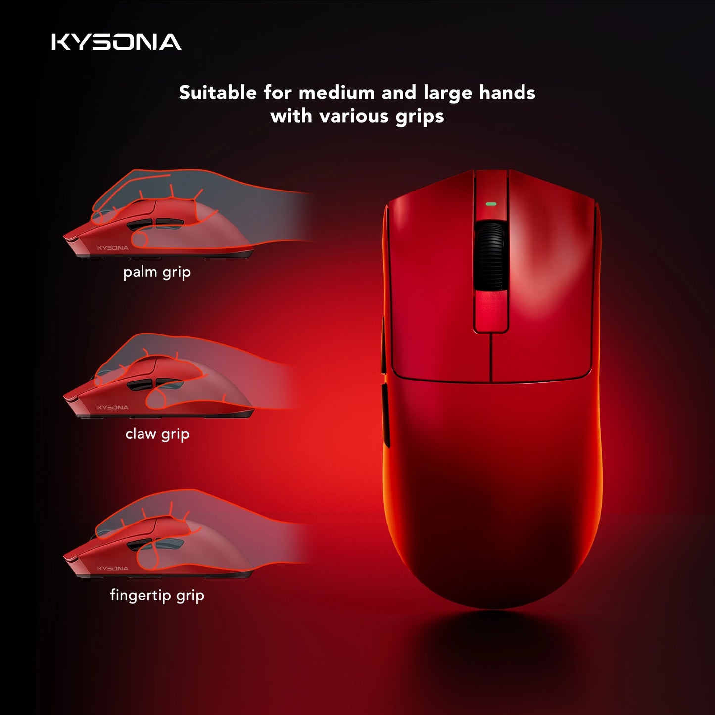 KYSONA Jupiter Ultra Wireless Mouse Gaming PAW3950 sensor 8000hz Bluetooth 30000DPI Rechargeable Mice For PC laptop Gamer