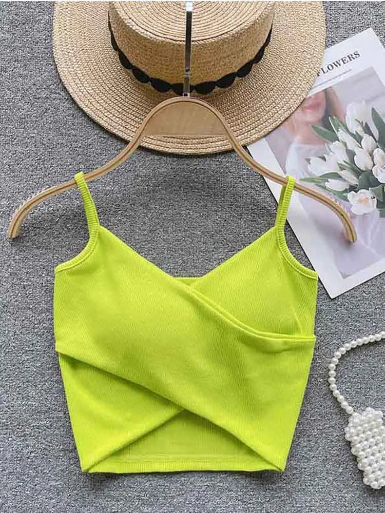 Women's Irregular Casual Sport Camisole Strap Design Solid Color Fashion Y2K Elegant Chic Slim Tank Top 2025