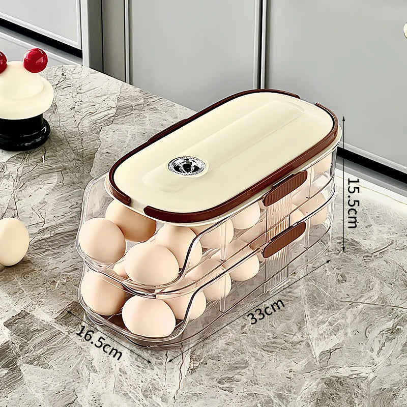 1PCS Home Refrigerator Egg Organizer Sliding Egg Carton Automatic Egg Roller Organizer Kitchen Countertop Egg Shelf