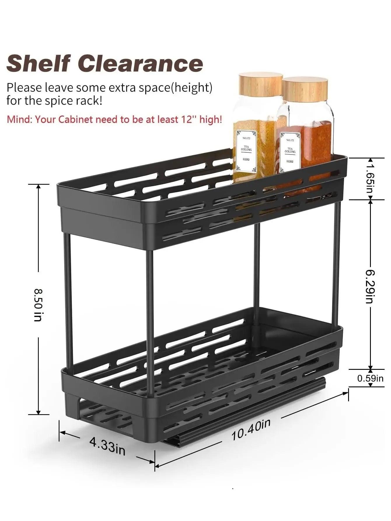 WORTHBUY Multifunctional Spice Jar Plastic Storage Rack Double-layer Seasoning Bottle Storage Organizer For Kitchen Cabinet
