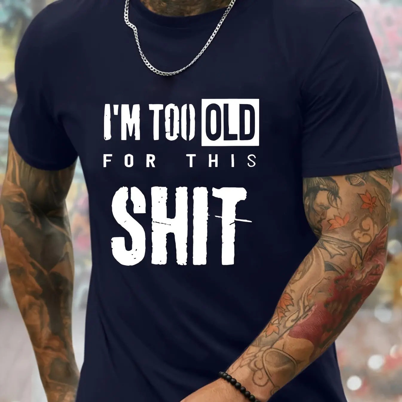 Men's Summer 100% Cotton Fashionable Casual Loose Funny slogan graphic Printed Round Neck Short Sleeve T-shirt Top