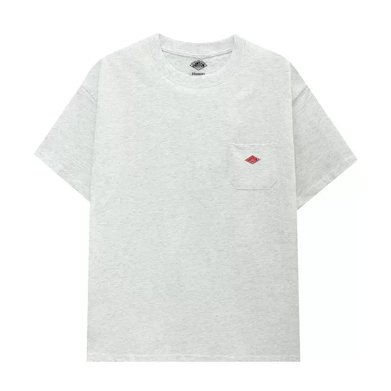 2025 Hot Sales Japanese Style Men and Women's Solid Pure Cotton Embroidery Pocket T-Shirt Short Sleeve Tee Simple Fashion Brand