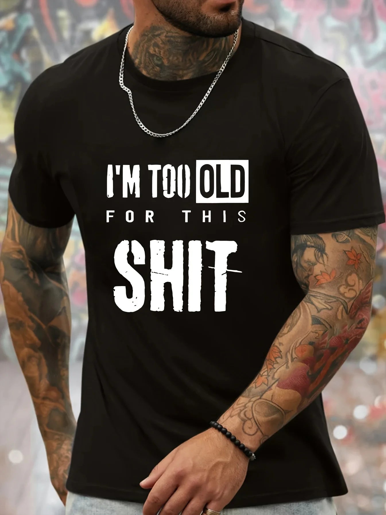Men's Summer 100% Cotton Fashionable Casual Loose Funny slogan graphic Printed Round Neck Short Sleeve T-shirt Top