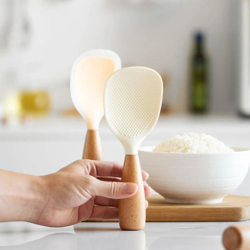 Silicone Rice Spoon Paddle Standing Rice Spatula Heat Resistant Nonstick Rice Scooper Sushi Mashed Potato Tool Kitchen Gadgets