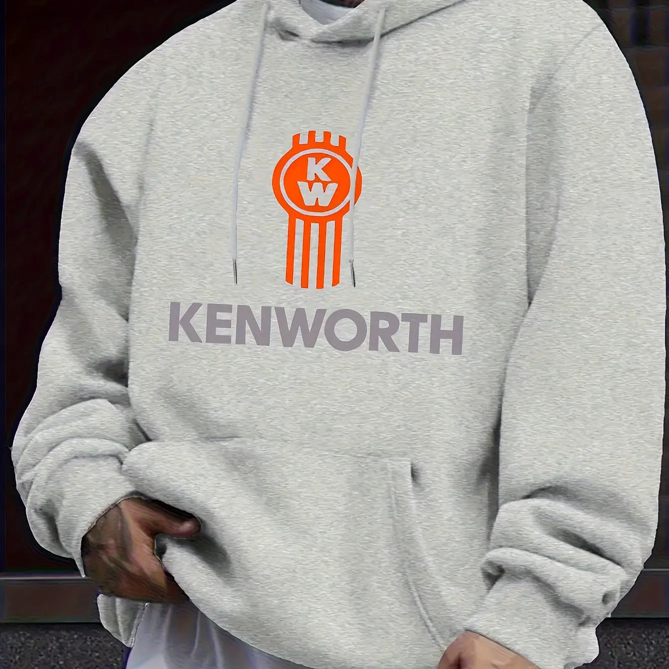 Men'S Fashion Hoodie | Kenworth Print | Casual Pullover with Kangaroo Pocket | Drawstring Hood | Regular Fit Casual Style Hoodie