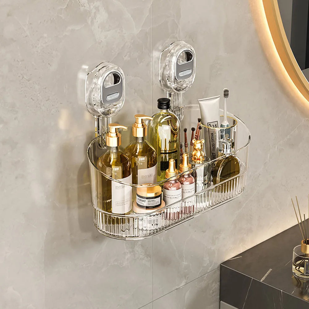 Suction Cup Storage Rack Bathroom Cosmetics Storage Box no Punching Kitchen, Bathroom, Multifunctional Storage and Drainage Rack