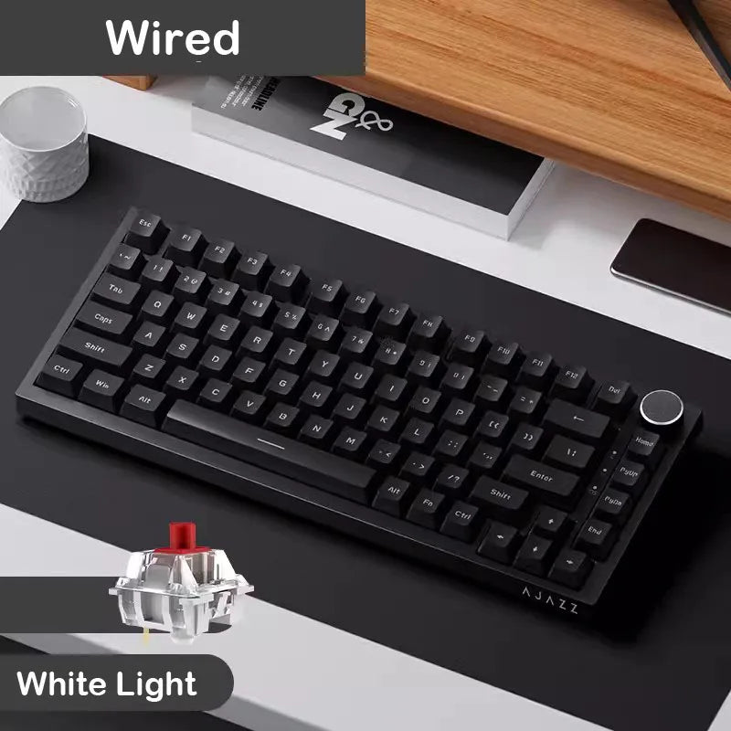 AJAZZ AK820 Wired & Wireless Mechanical Gaming Keyboard,70% Layout,Pluggable Switches,Tri-Mode Connectivity (USB/Bluetooth/2.4G)