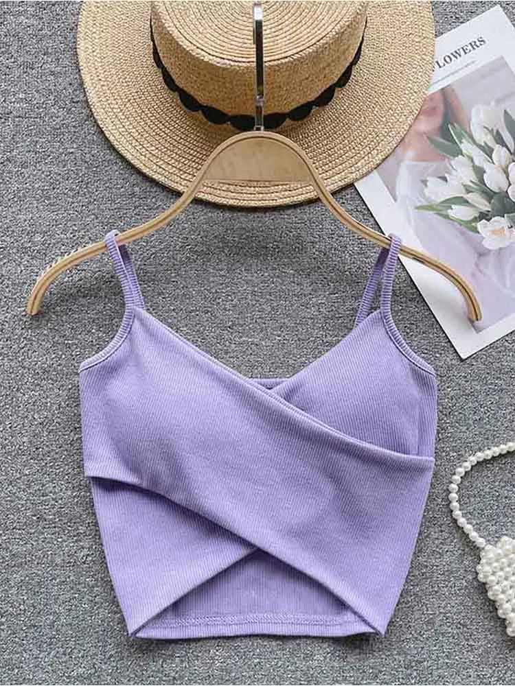 Women's Irregular Casual Sport Camisole Strap Design Solid Color Fashion Y2K Elegant Chic Slim Tank Top 2025