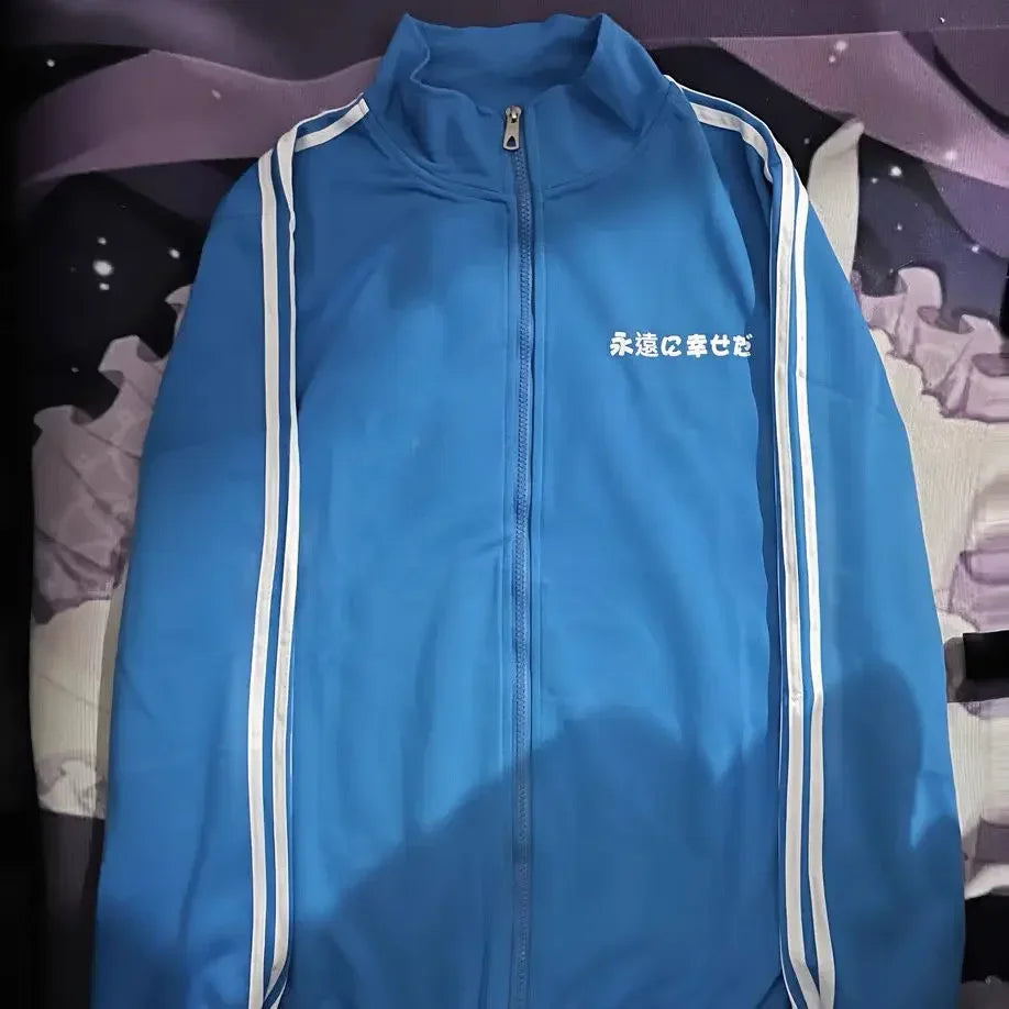 Preppy Syle Blue Long Sleeve Zip Up Sweatshirts Coat Stand Neck Casual Y2k Tops Fashion Japanese Hoodies 2025 Women Clothing