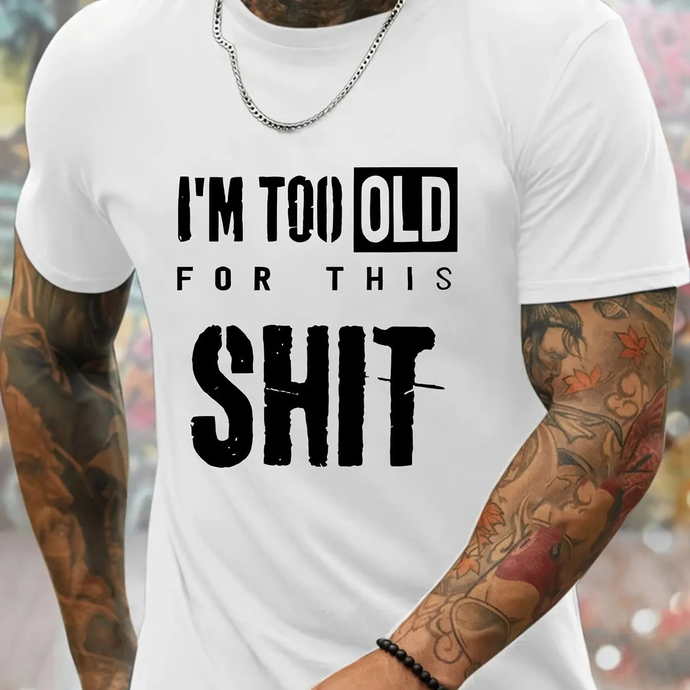 Men's Summer 100% Cotton Fashionable Casual Loose Funny slogan graphic Printed Round Neck Short Sleeve T-shirt Top