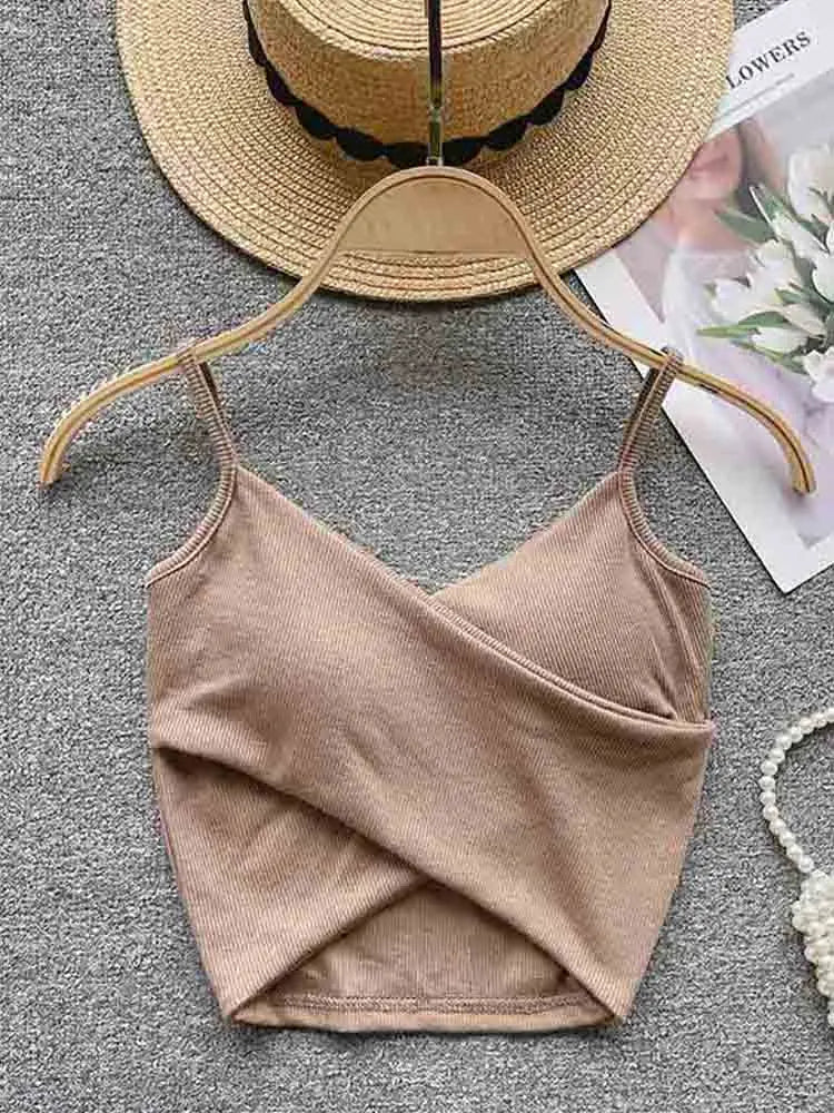 Women's Irregular Casual Sport Camisole Strap Design Solid Color Fashion Y2K Elegant Chic Slim Tank Top 2025