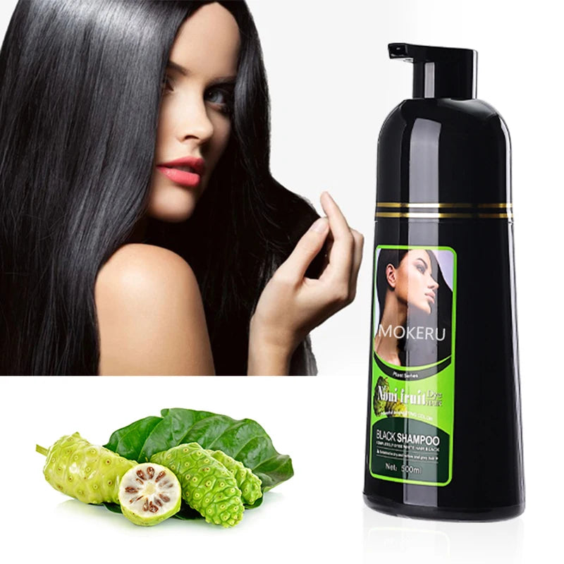 Mokeru 5 Minutes Black Hair Dye Shampoo Natural Organic Long Lasting Permanent Gray Hair Color Shampoo for Women Hair Cosmetics