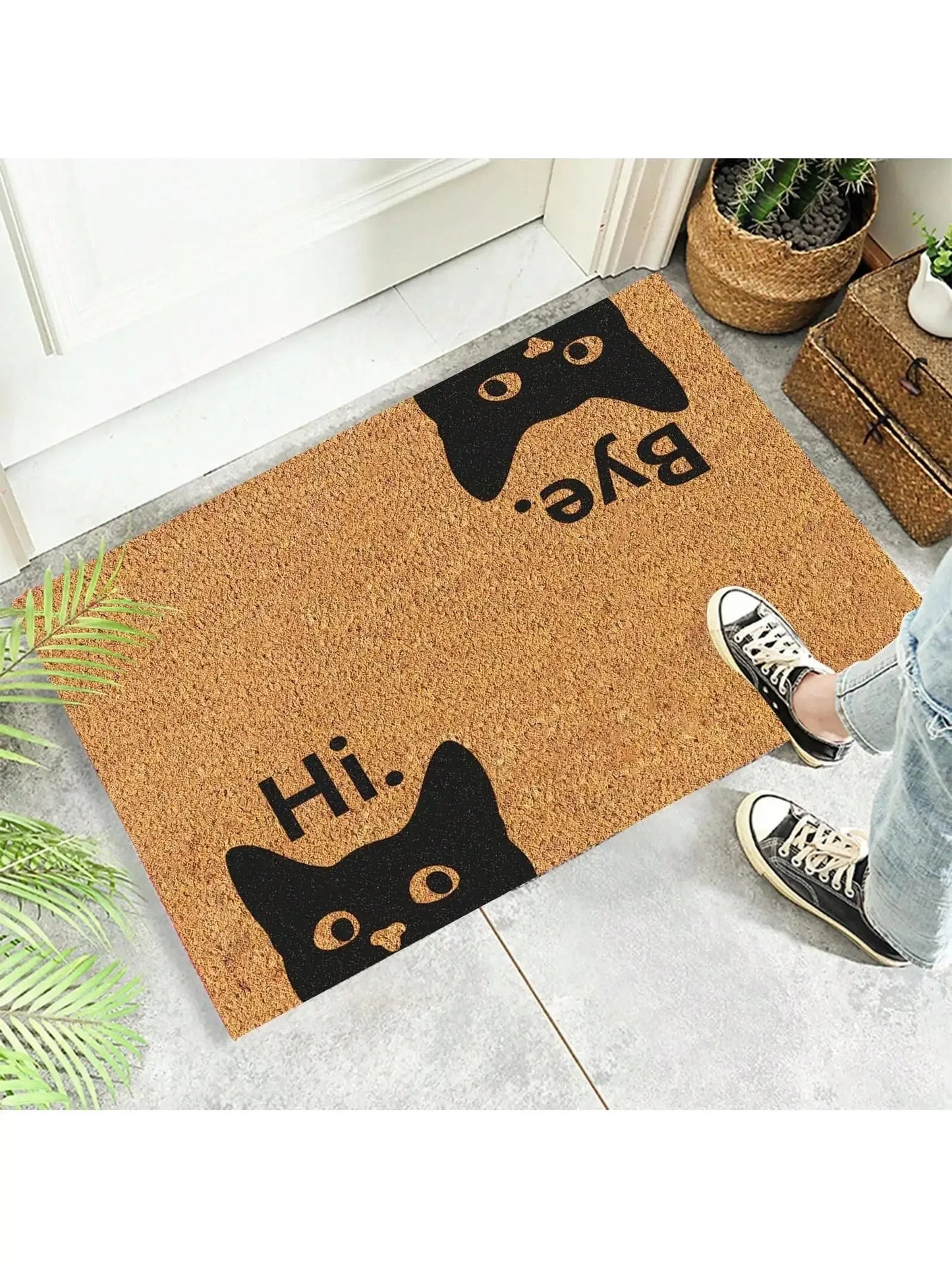 Lovely Cat Pattern Mat Home Indoor Welcome Cartoon Design Doormat Non-slip Entrance Floor Carpet Washable Bathroom Bedroom Rug