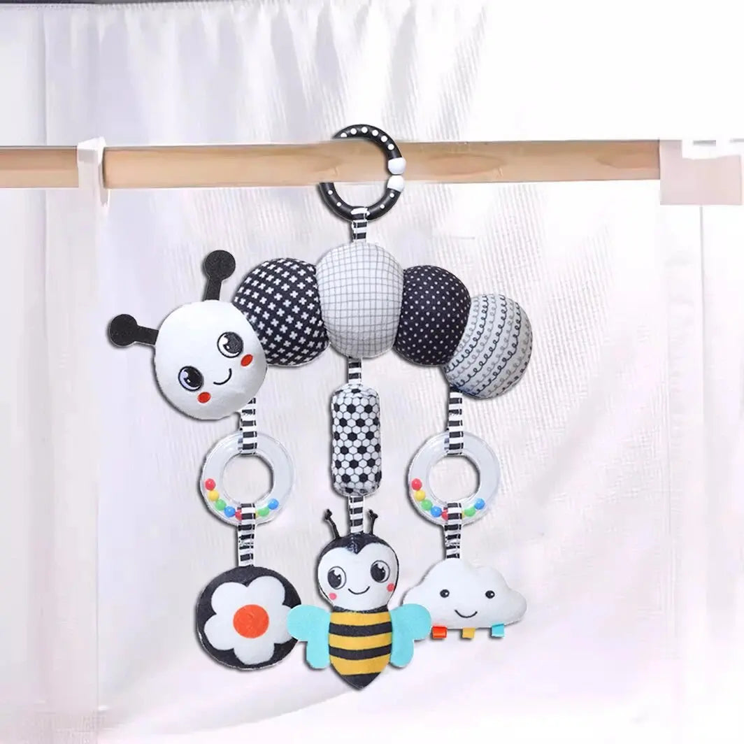 Baby Rattle Hanging Toy Carseat Black & White Rattle Hanging Activity Stroller Toy for Newborns Boys and Girls Gifts Crocodile C