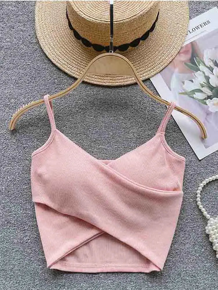 Women's Irregular Casual Sport Camisole Strap Design Solid Color Fashion Y2K Elegant Chic Slim Tank Top 2025