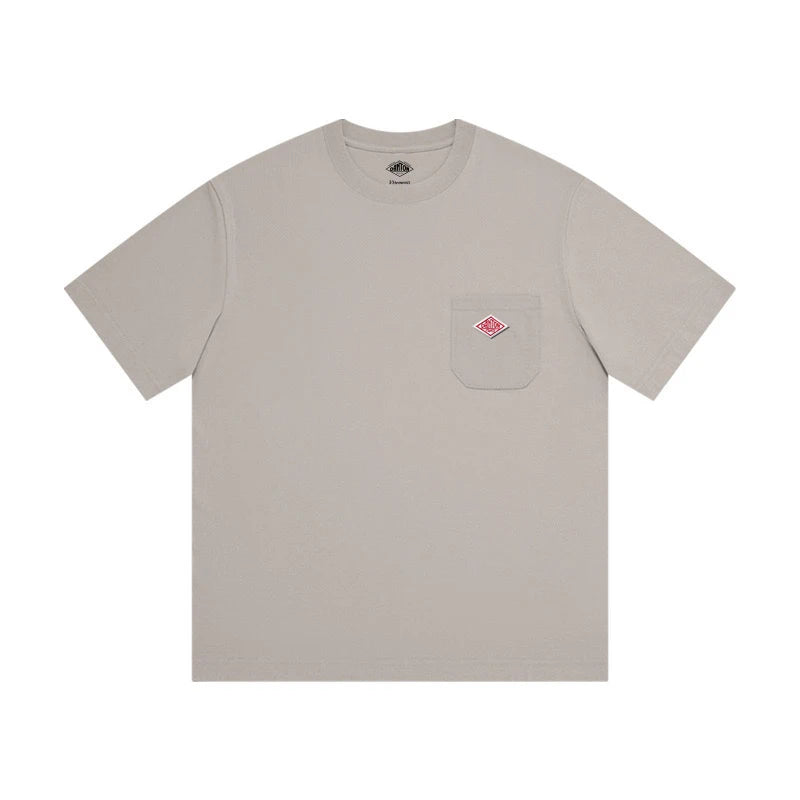 2025 Hot Sales Japanese Style Men and Women's Solid Pure Cotton Embroidery Pocket T-Shirt Short Sleeve Tee Simple Fashion Brand