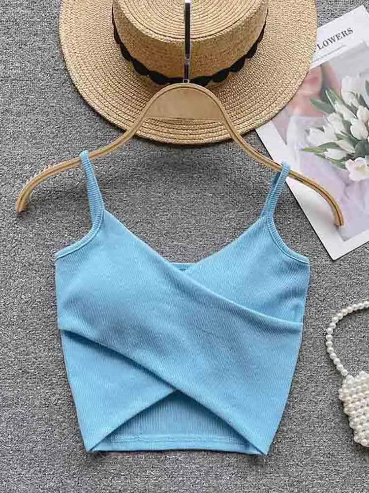 Women's Irregular Casual Sport Camisole Strap Design Solid Color Fashion Y2K Elegant Chic Slim Tank Top 2025