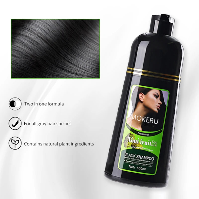 Mokeru 5 Minutes Black Hair Dye Shampoo Natural Organic Long Lasting Permanent Gray Hair Color Shampoo for Women Hair Cosmetics