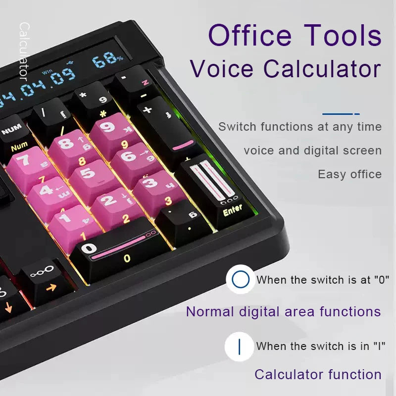SKYLOONG GK104 Pro Mechanical Keyboard Wireless 3-Modes Gaming Keyboard with Knobs/Screen RGB PBT Keycap Hot-swap Silent Switch