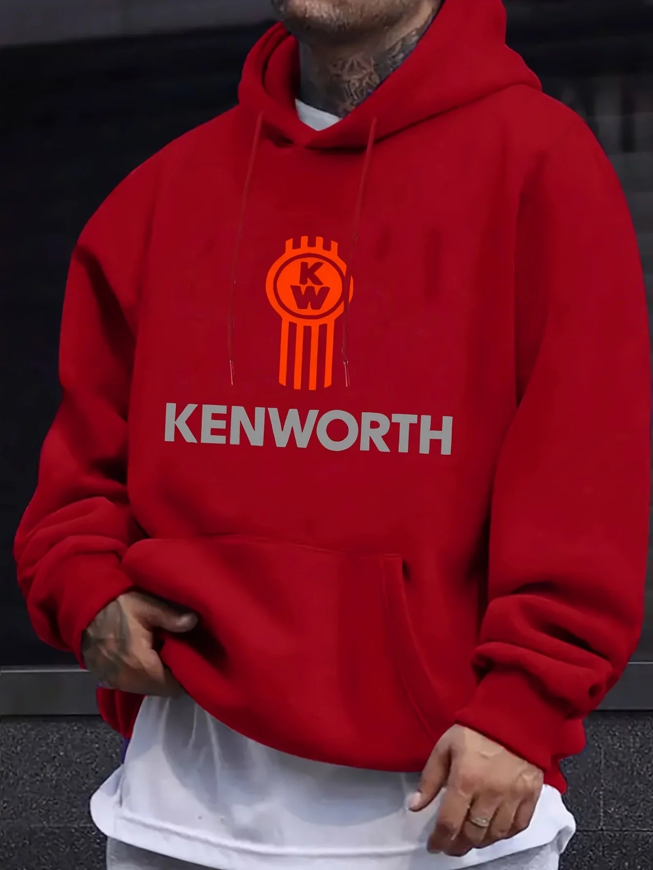 Men'S Fashion Hoodie | Kenworth Print | Casual Pullover with Kangaroo Pocket | Drawstring Hood | Regular Fit Casual Style Hoodie
