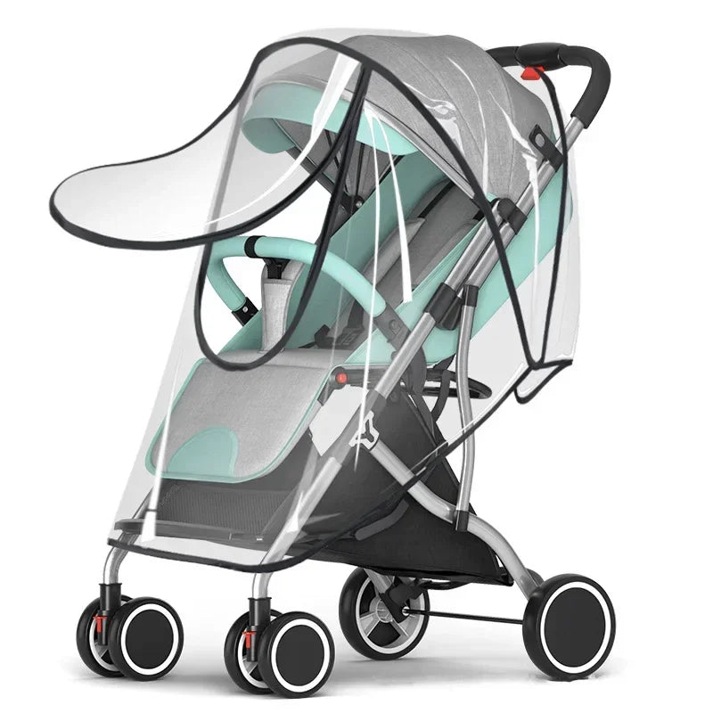 Universal Waterproof Pram Rain Cover Baby Stroller Accessories Transparent Wind Dust Shield Zipper Open for Pushchairs Raincoat