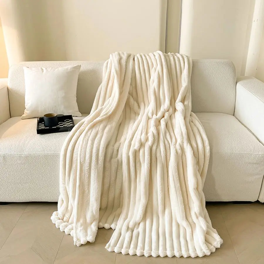 Spring Throw Blanket for Couch, Cozy Warm Plush Striped Blanket for Sofa Bedroom Living Room, All Season Use Festival Home Decor