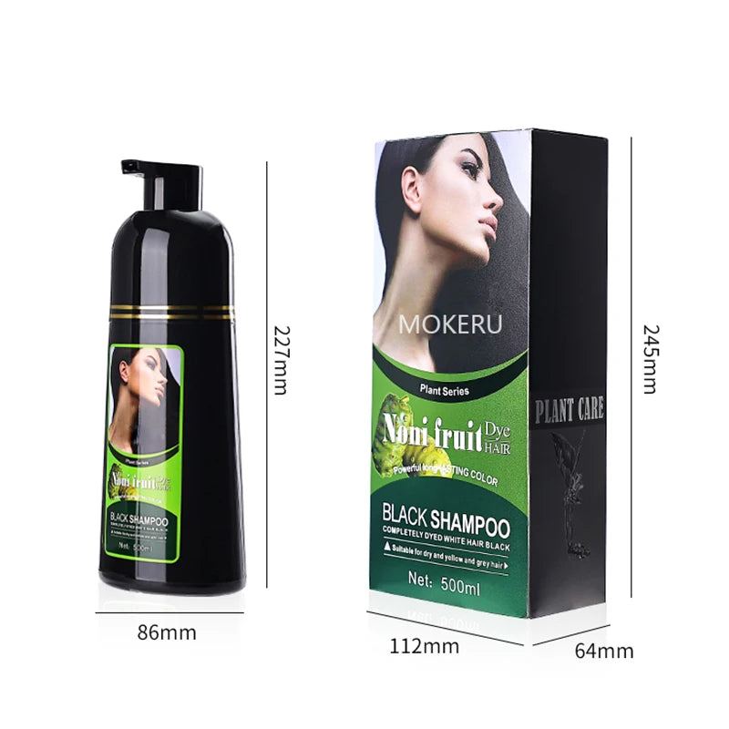 Mokeru 5 Minutes Black Hair Dye Shampoo Natural Organic Long Lasting Permanent Gray Hair Color Shampoo for Women Hair Cosmetics